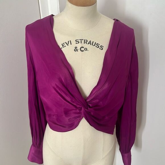 Zara Purple Satin Crop Top - Picture 3 of 6